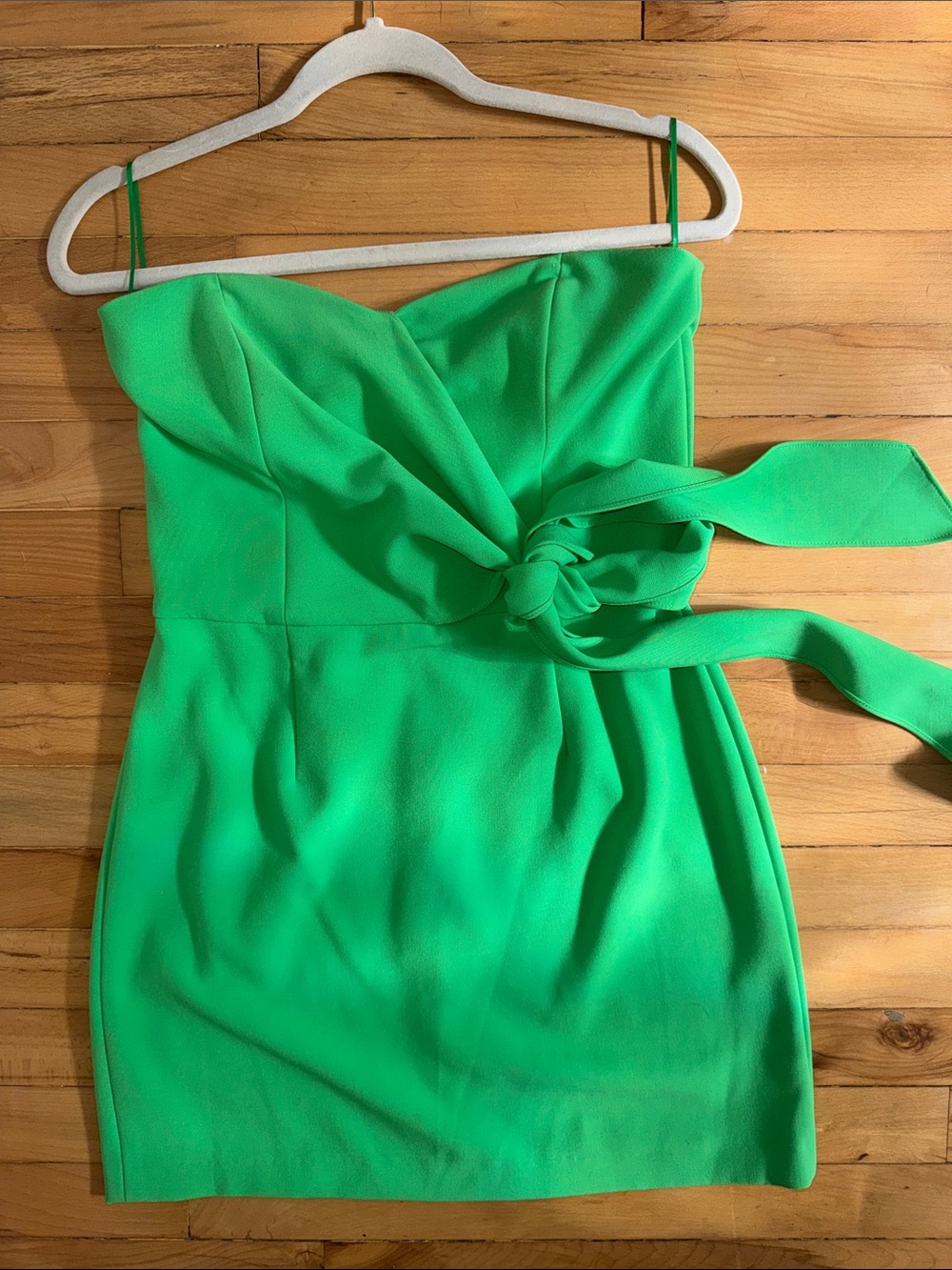 Strapless Green Tie-Waist Mini Dress Size 6
